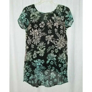 Jessica Simpson Maternity Black Floral Tank Blouse